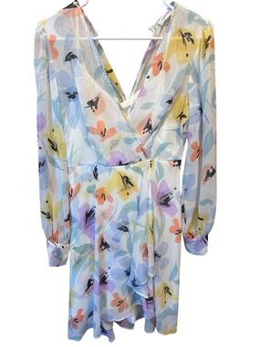 Calvin Klein Pastel Floral Button-Front Blouse in Blue, Yellow, Pink